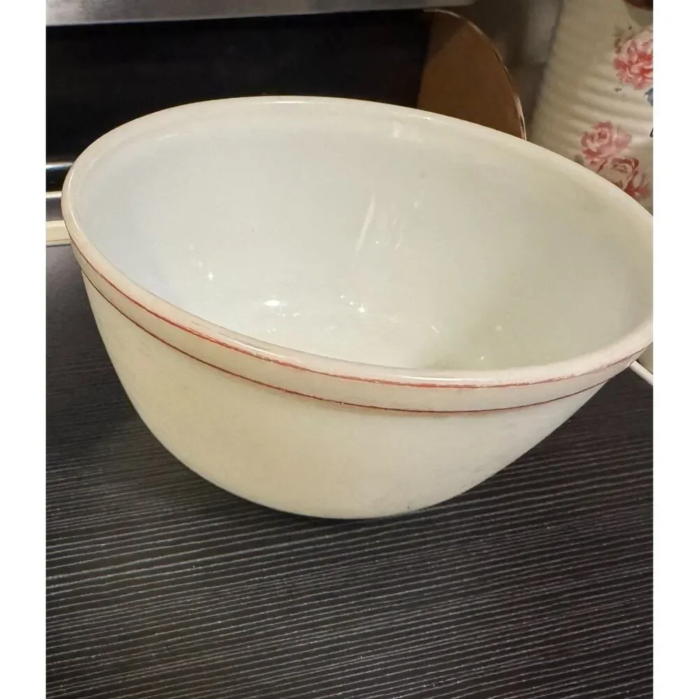 Vintage PYREX White Red Mixing Bowl 7¼